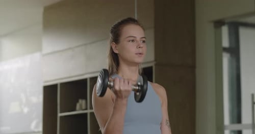 Female Hands Taking Bodybuilding Dumbbells in Gym Club Close Up Woman Hands Taking Weight Lifting in