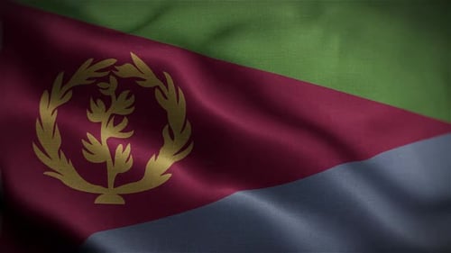 Eritrea National Flag Waving With Realistic Fabric Texture