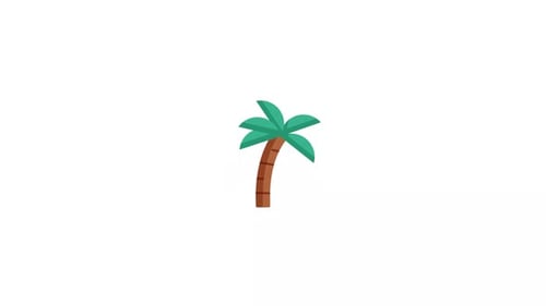 Animated Flat Design Palm Tree Swaying Icon