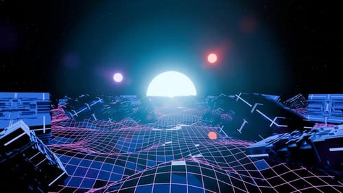 Futuristic Neon Background with Glowing Lines and Vibrant Colors Endless Loop