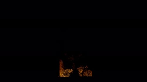 Burn Sammlung: Eine 4k-Aufnahme eines vor einer Tür brennenden Feuers auf schwarzem Hintergrund, aufgenommen mit 120 fps