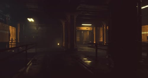 Futuristic Grunge Industrial Corridor Flythrough