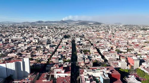Backwards drone shot at zocalo mexico city