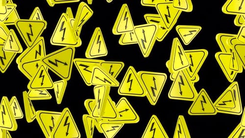 Danger sign electrical loop tile with alpha swirling. This 3d animation with an alpha channel is loo