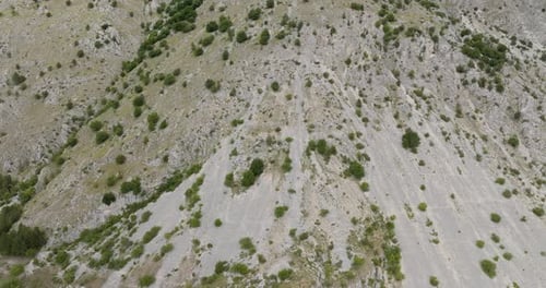 Aerial view of rocky mountain landscape, Italy.