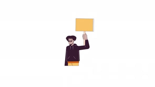Lateinamerikanischer Mann mit leerem Banner 2D-Charakteranimation