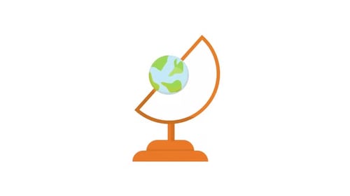 Animated Flat Design Globe Icon Reveal
