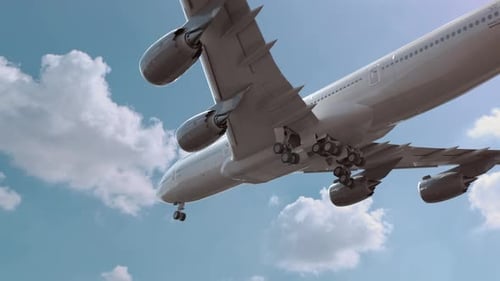 Airliner Flying and Landing Vienna Austria