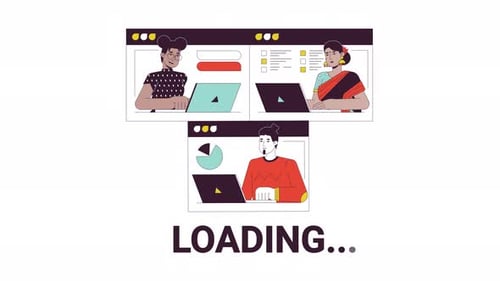 Online group meeting line 2D loading animation
