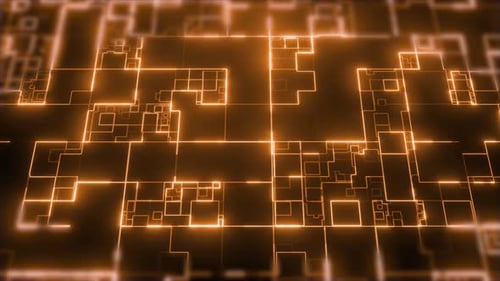 Abstract High Tech Database Glowing Background, Digital Technology Circuit Board BG, 3d Loop