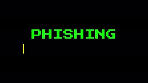 Pixelated Phishing Text Reveal with Glitch Loading Bar