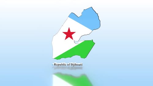 Republic of Djibouti 3D Map Outline with Flag Reveal