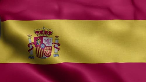 Realistic Waving Spain Flag Video Loop
