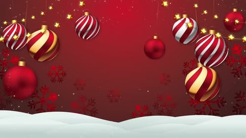 Festive Christmas Holiday Background with Ornaments, Snowflakes, and Stars