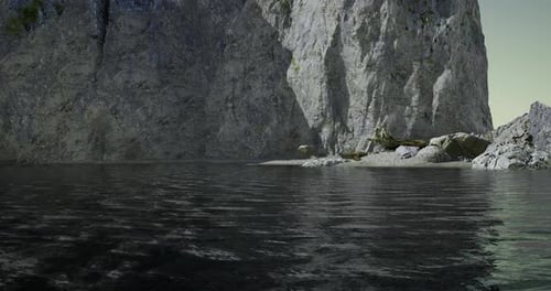 Exploration of a Serene Rocky Coastline Under a Tranquil Evening Sky