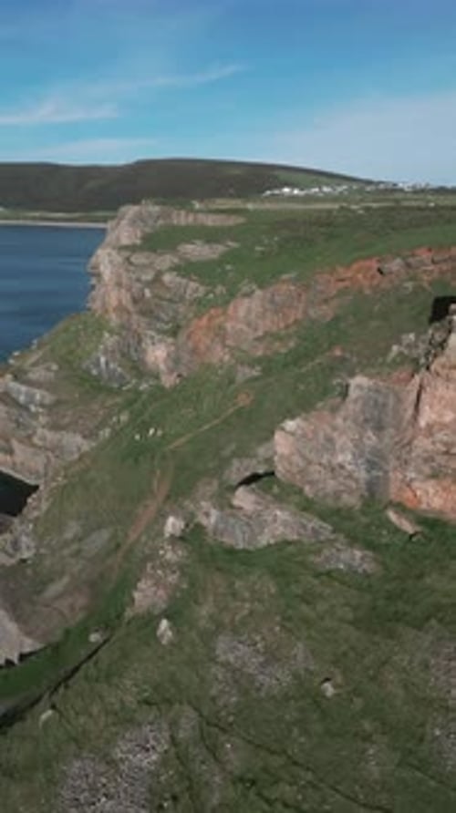 Aerial video of the Gower Peninsula, Glamorgan, South Wales, UK