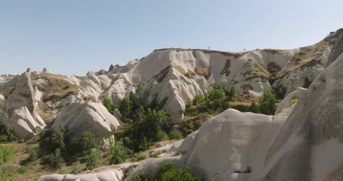 View of Dramatic Rock Formations in Cappadocia, Turkey