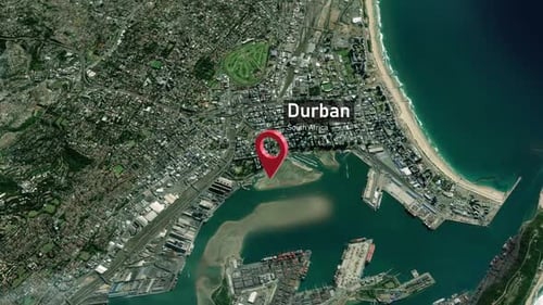 Durban City Map Zoom (South Africa) from Space to Earth