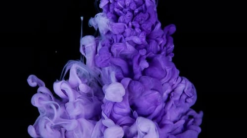 Vibrant Purple Ink Flowing in Water on Black