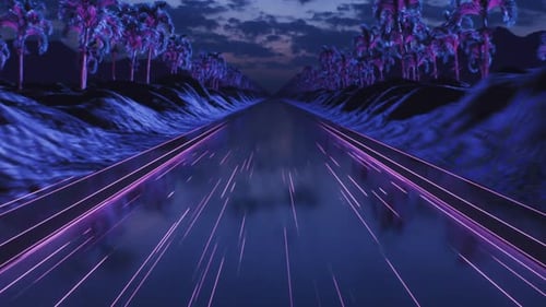 Loop Background Neon Retro Wave 80s Style