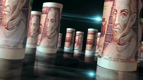 Guatemala quetzal money banknotes rolls seamless loop