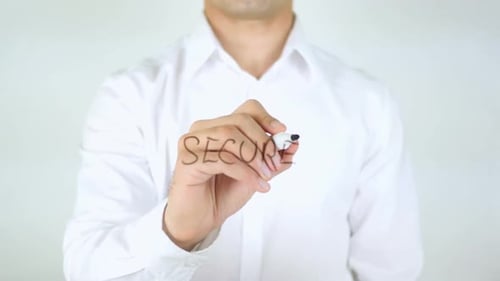 Secure, Man Writing on Glass