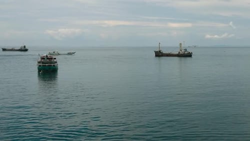 Cargo Ships Over the Sea in Zamboanga Philippines