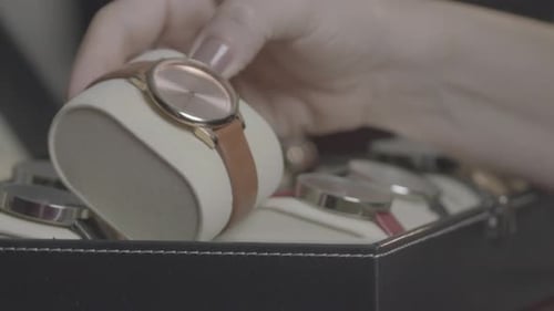 Elegant Wristwatch in Jewelry Box, Close Up