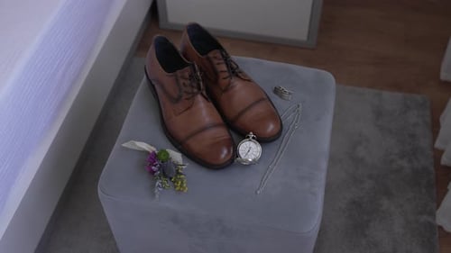 Groom's accessories with leather shoes