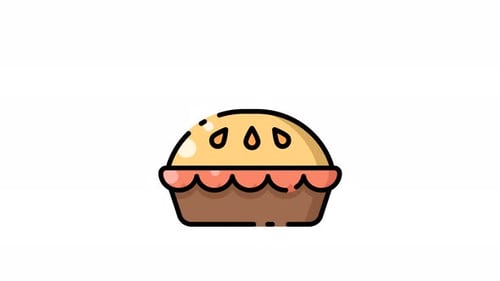 Animated Steaming Pie Flat Design Icon