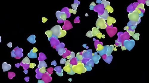 Floating Multicolored Hearts Particles Animation