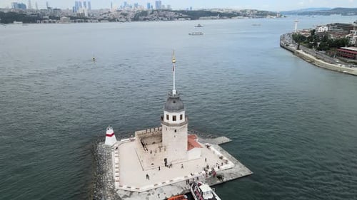 Aerial Maiden's Tower in Istanbul