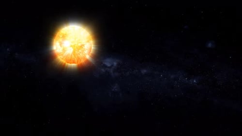 3d Glowing Sun Zoom In Move On Space