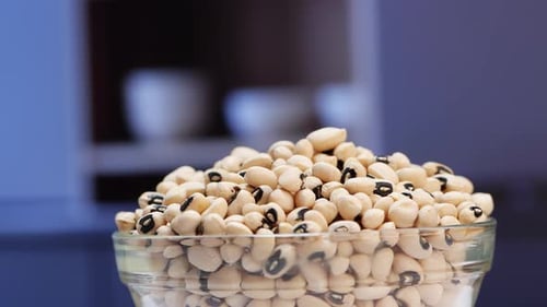 Bowl of Dried Black Eyed Peas Close Up