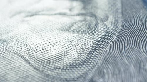 Franklin's Face Texture Makroansicht einer 100-US-Dollar-Banknote, Geldfinanzierung