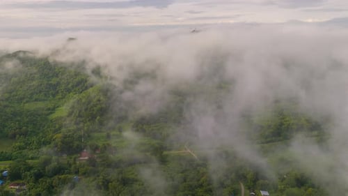 Beautiful aerial view of the valley landscape in the morning.