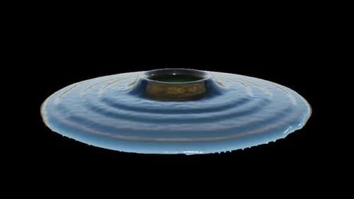 Falling drop of water into a pool with splash wave and ripples