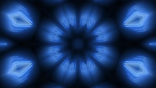 Abstract Blue Geometric Glowing Kaleidoscope Pattern Loop