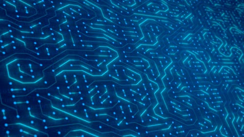 Glowing Futuristic Circuit Board Network Background Animation
