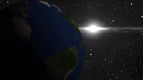 Amazing Sunrise Over The Earth Planet, View Of Planet Earth From Space, Day Night Space. 2561