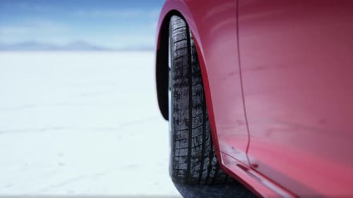 Close Up Detail of Sport Car in Salt Desert