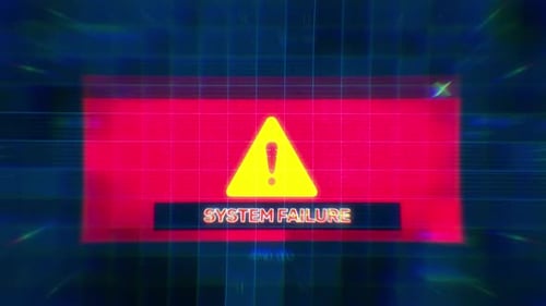 Animated Glitch System Failure Warning Message