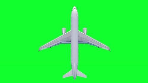 Airplane Animation on Green Screen - Top View Flight Motion