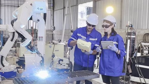 Brazo robótico industrial.