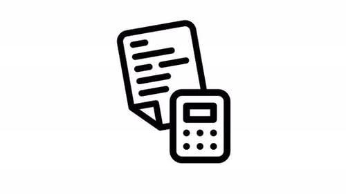 Minimalist Finance Icon Animation with Document and Calculator