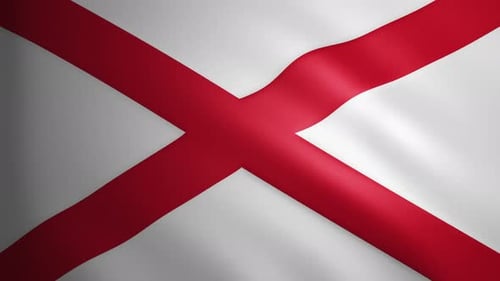 Alabama State Flag Waving Realistic Animation