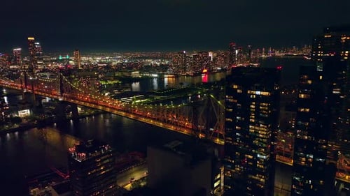 Eye-catching sight of Queensboro Bridge in beautiful lights.