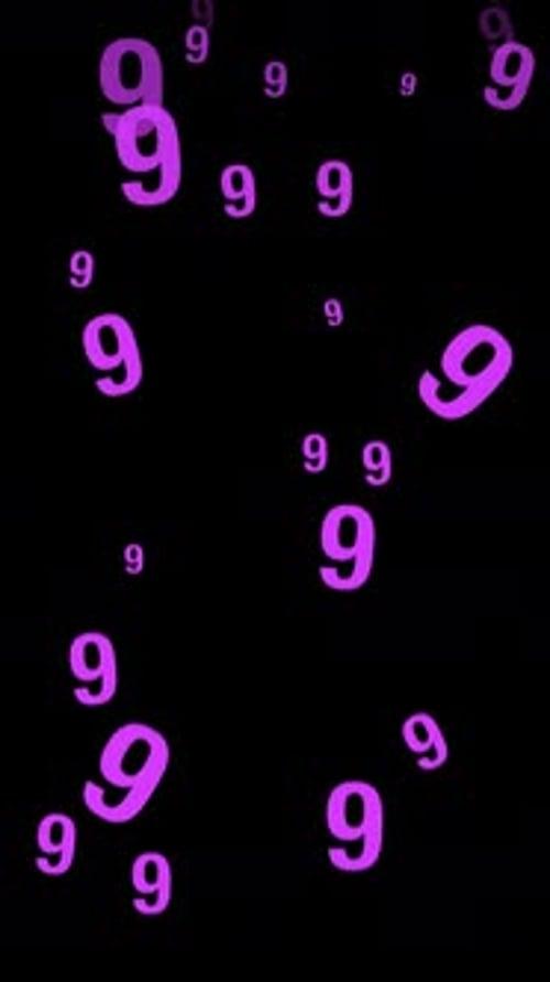 Countdown Numbers Falling Particles On Black Alpha Background