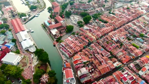 Drone aerial footage in Malacca Old Town, Malaysia