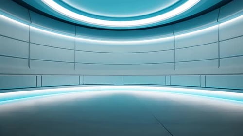 podium Futuristic showcase with platform for product displaying. Empty modern stage display